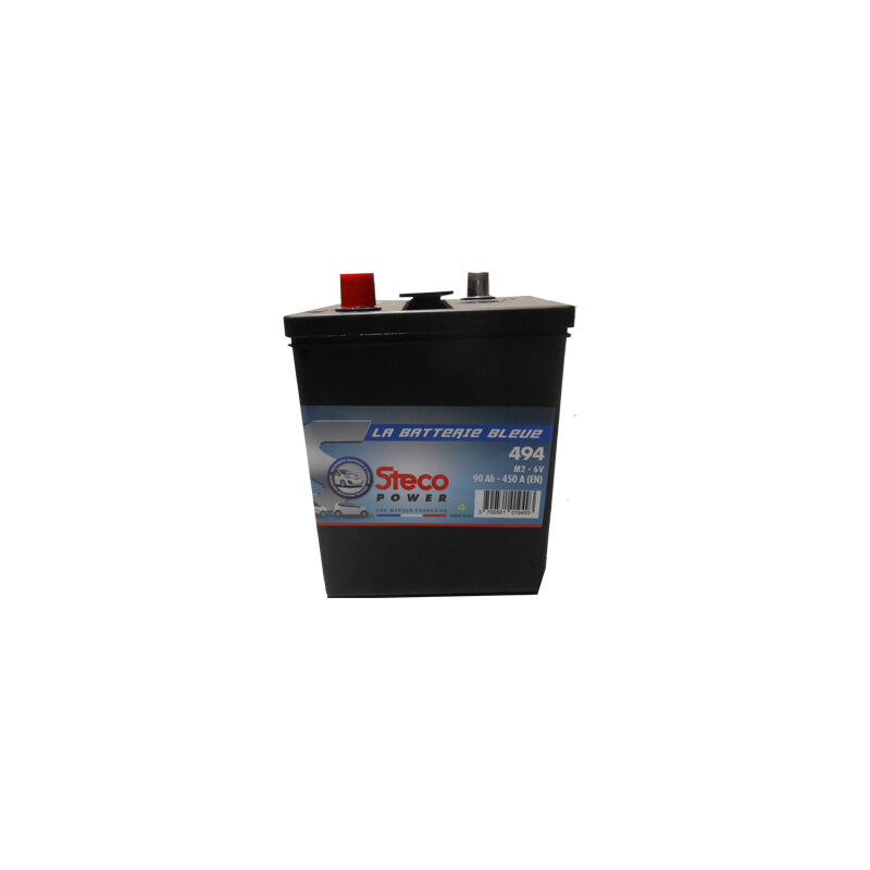Batterie 6V 90Ah 450A 164x150x217 mm gamme 6 volts (acide inclus) Stecopower 494