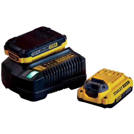 Batterie agli ioni di litio e caricabatterie, 2 batterie da 18V 2AH e caricabatterie da 18V 2Ah - FATMAX serie V20 SFMCB12D2-QW