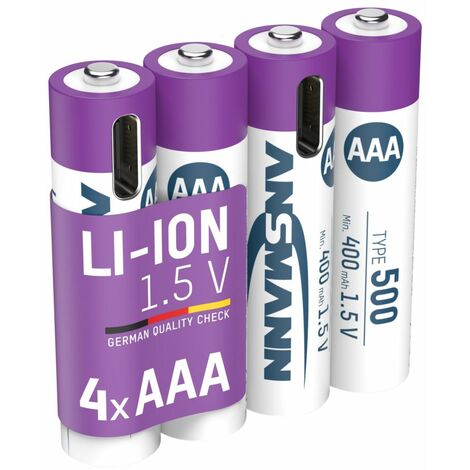 Batterie agli ioni di litio Micro AAA tipo 500 (min. 400 mAh) blister di carta da 4