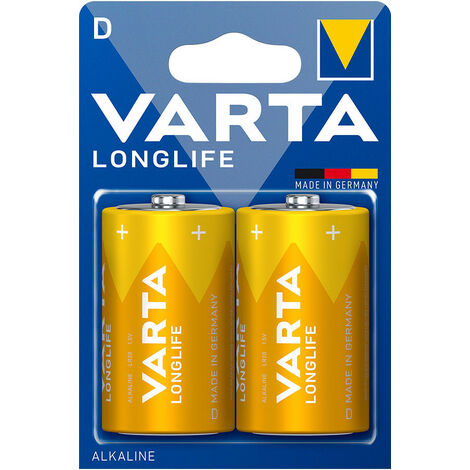 2 Piles alcalines LR20/D Varta Longlife (1,5V) - plusieurs modèles disponibles