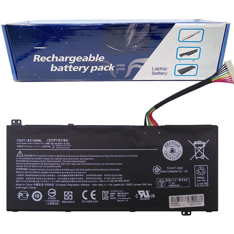 Batterie AS16A5K pour Acer Aspire e 15 E5-575 E5-575G F5-573G 774G AS16A7K AS16A8 14,4V 37.5Wh Lithium batterie