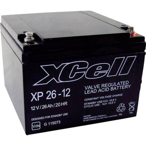Batterie au plomb 12 V 26 Ah XCell XP2412 plomb (AGM) (l x H x P) 165 x 127 x 176 mm raccord à vis M5 sans entretien, certification VdS Y073611