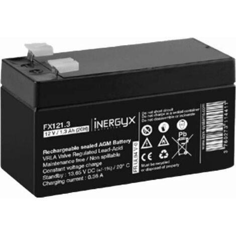 Batterie au plomb rechargeable 12V 1.3Ah – Borne Faston T2 (6.3mm) – Application pour automatisme de portail et éclairages – Izyx