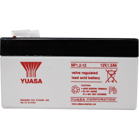Batterie au plomb Yuasa NP1.2-12 12 V 1.2 Ah plomb (AGM) (l x H x P) 97 x 55 x 48 mm cosses plates 4,8 mm sans entretien, certification VdS A37695