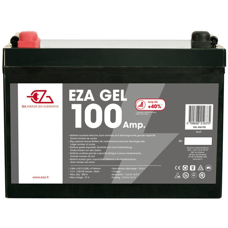 Batterie auxiliaire EZA Gel 100Ah