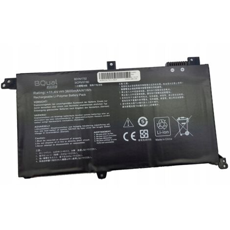 Batterie B31N1732 pour Asus Vivobook S14 S430 K430 X430 X571 3600 mAh 41 Wh 11,4 V