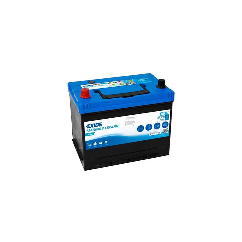 Exide - Batterie bateau Dual ER350 (350Wh) 12V 80Ah Auto