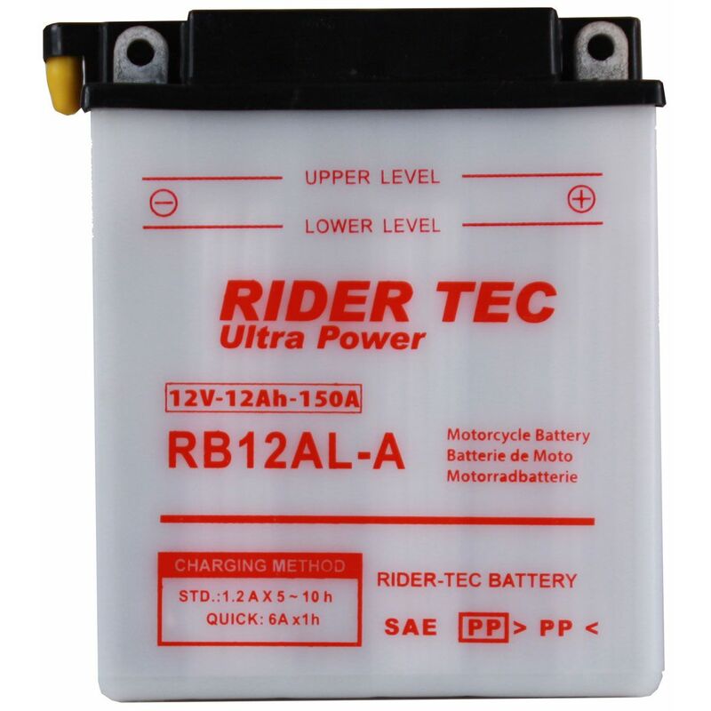 Rider Tec - Batterie Moto Rb12al-a2 Conventionnelle 12v 12ah 150a Rider-tec