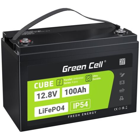 Batterie cubique Green Cell Lifepo4 100 Ah 12 V/12,8 V