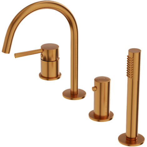 Batterie de baignoires à 4 pits Lavita ORION BRUSHED COPPER - Mitigeur Universel pour Cuisine et Salle de Bain - Design Moderne et Durabilité