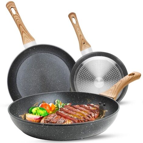 Batterie de cuisine 3 pcs -20/24/28 cm -Revêtement antiadhésif-Manche amovible -Tous feux dont induction