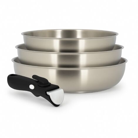 Batterie de cuisine 4 pièces en inox, IRIS