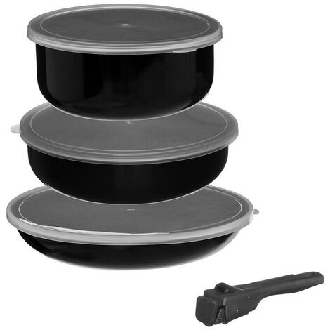 Batterie de cuisine 6 ustensiles avec poignée amovible