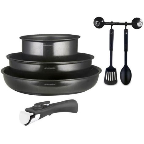 Batterie de cuisine - Tous feux dont induction - Arthur Martin - AM9582 - Aluminium - Anti-adhésif - 6 pieces - Poignée amovib
