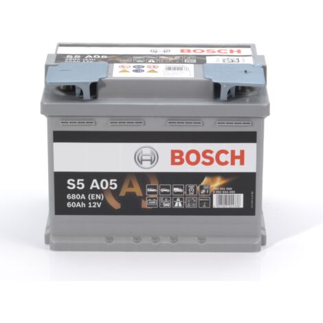 Batterie de démarrage Auto BOSCH S5 AGM S5A05 12V 60Ah 680 A EN - Compatible Start-Stop
