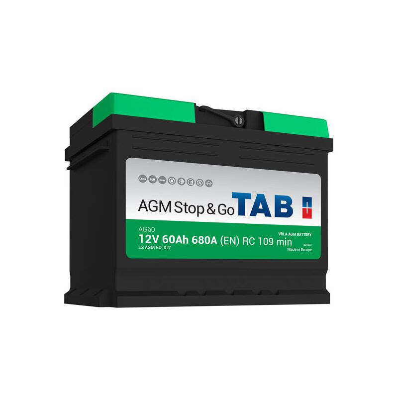 Batterie de démarrage TAB Start&Stop agm L2 AG60 12V 60Ah 680A