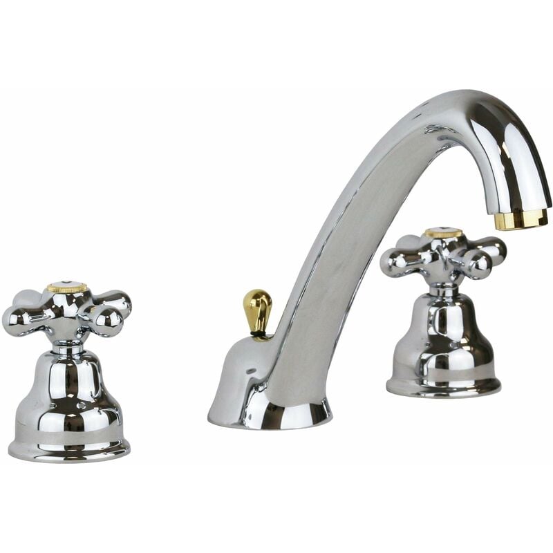 Robinet 3 trous avec bec haut de couleur chrome-or Paffoni Iris IRV055CO chromè-or - Iris