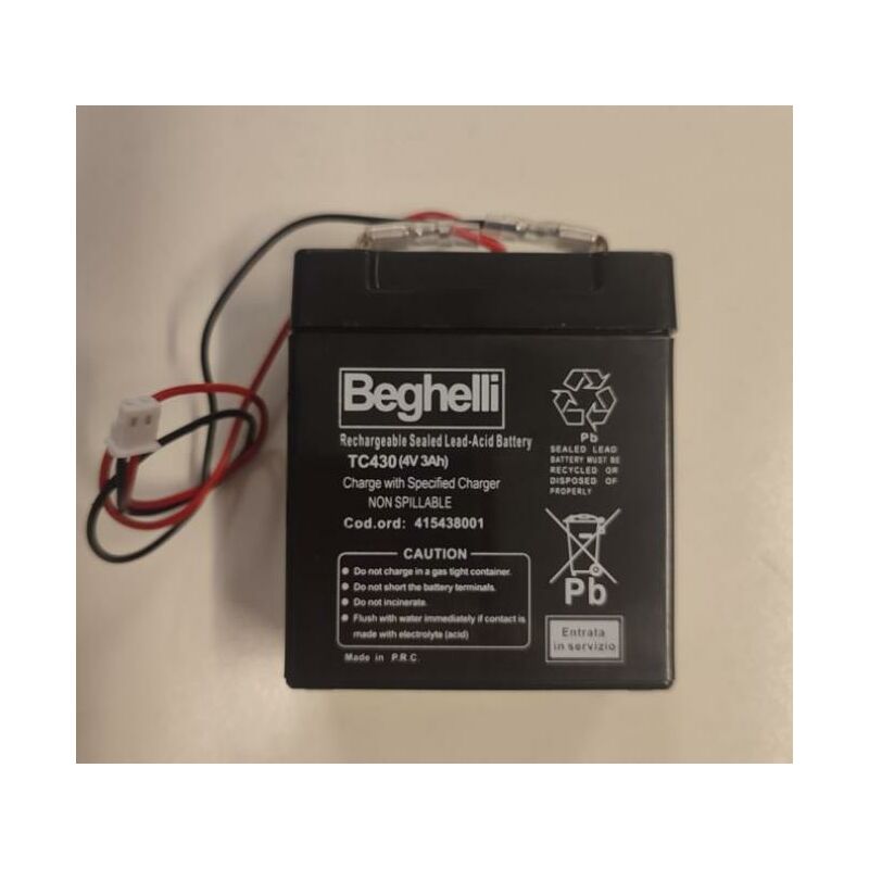 Batterie de remplacement 4v 3ah Beghelli pour lampe 1499- 415438001 Batterie de remplacement 4v 3ah Beghelli pour lampe 1499- 415438001