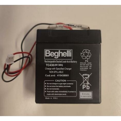 Batteria ricaricabile Beghelli Pb 6V 2.8Ah - Area Illumina