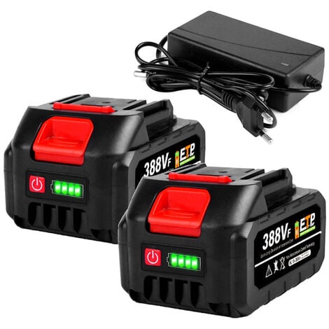 ONEVAN Batterie de Remplacement Pour outil électrique sans fil 18V Batterie lithium 388vf avec indicateur LED et chargeur - 2 Pack