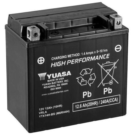Yuasa – Batterie YTX14H SLA AGM sans entretien – Puissance améliorée – Prête à l'emploi – Technologie AGM – Longue durée de vie