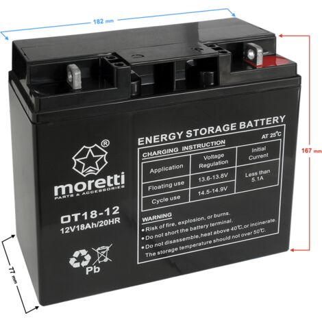 Batterie de tondeuse à gazon Moretti (Gel) OT 12V/18AH