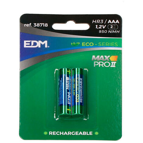 Batterie EDM rechargeable aaa série Eco - lr03 950ma blister 2 unités ø10,5x44,5mm