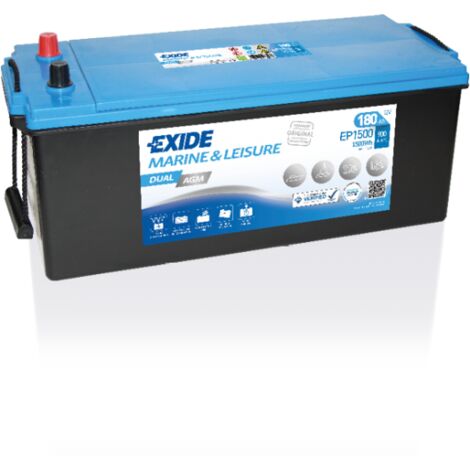 BATTERIE EXIDE AGM MARINE - LOISIRS D05 12V 180AH 900A 513X223X223 +G EP1500