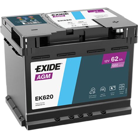 Batterie Exide EK620 AGM L2 12V 62Ah 680A (242x175x190mm) +D