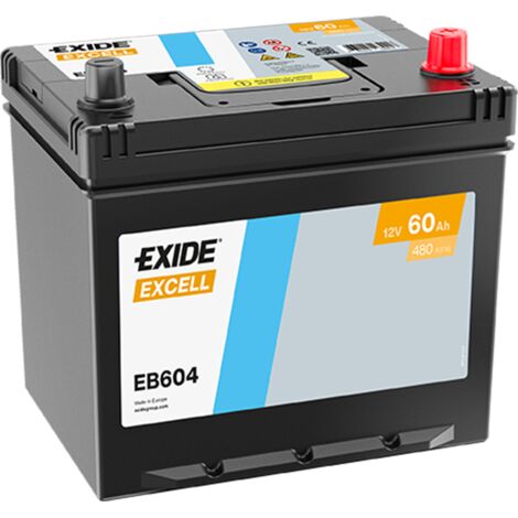 BATTERIE EXIDE EXCELL D23 12V 60AH 480A 230X173X222 +D EB604