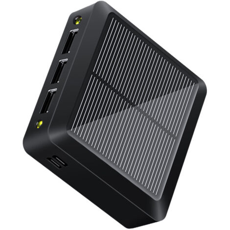 Batterie Externe Compacte Rechargeable Solaire & USB – Triple sortie USB – 10000mAh