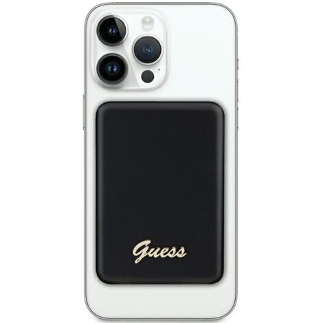 Batterie externe inductive 5 W 3 000 mAh Guess MagSafe avec logo en métal noir