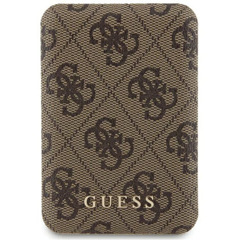 Batterie externe inductive Guess 15 W 5 000 mAh avec logo en cuir et métal MagSafe, marron