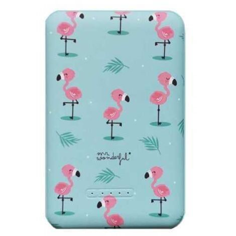 Batterie externe sans fil Mr. Wonderful Flamingos WMRWPWB001 5000 mAh Bleu