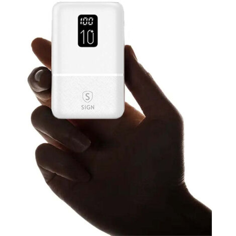 Batterie externe SiGN Mini Q.C avec écran 10 000 mAh - Blanc