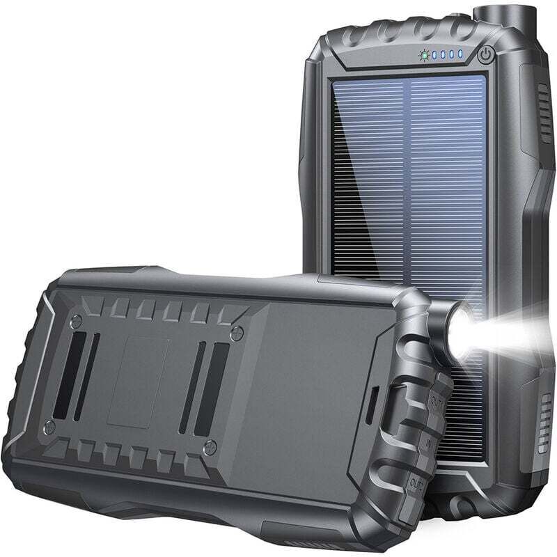 Ensoleille - Batterie Externe Solaire 42800mAh, Chargeur Solaire, Double Sortie usb et Une Entrée, Batterie Externe Solaire pour Camping, Randonnée,