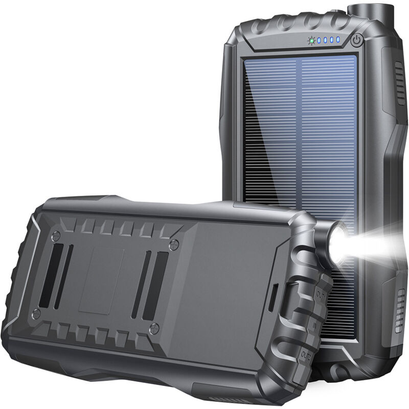 Batterie Externe Solaire 42800mAh, Chargeur Solaire, Double Sortie usb et Une Entrée, Batterie Externe Solaire pour Camping, Randonnée, Voyage,