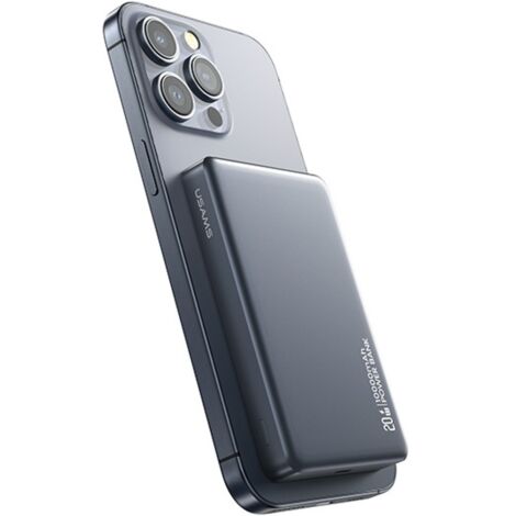Batterie externe USAMS CY 10 000 mAh 20 W magnétique sans fil, grise