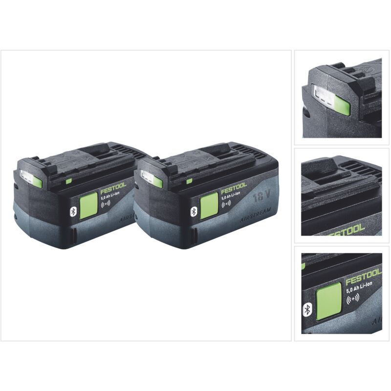 Festool - Batterie 2x bp 18 Li 5,0 asi batterie 18 v 5,0 Ah / 5000 mAh Li-Ion ( 2x 577660 ) Bluetooth avec indicateur de niveau de charge