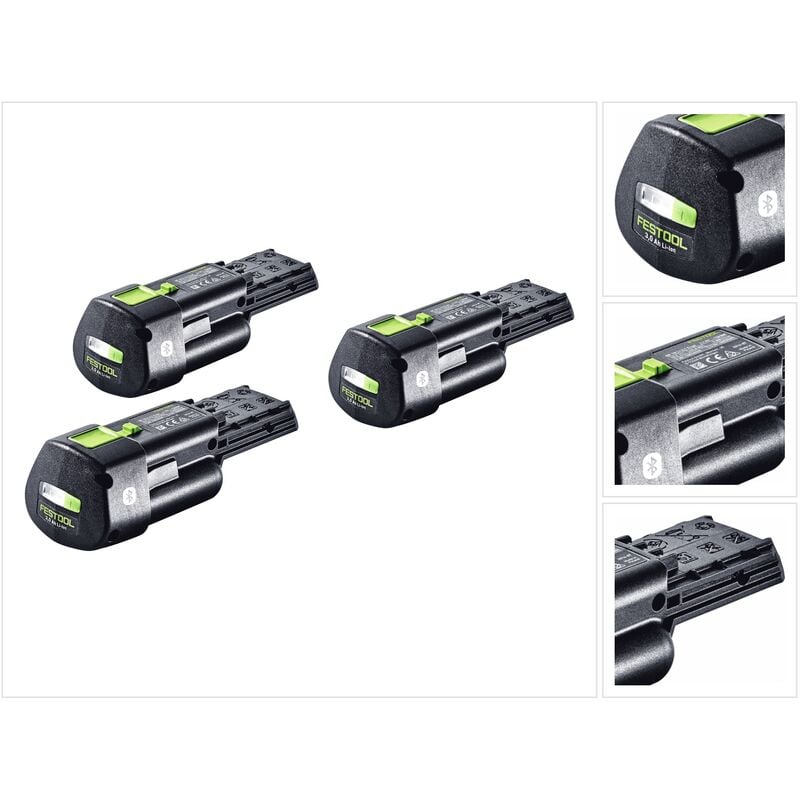 Festool - Batterie 3x bp 18 Li 3,0 Ergo i batterie 18 v 3,0 Ah / 3000 mAh Li-Ion ( 3x 577704 ) avec indicateur de niveau de charge