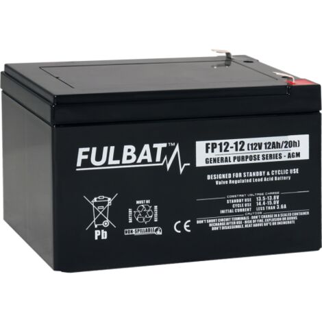 ENERSYS Batterie FULBAT AGM plomb Etanche FP12-12 (T2) 12 volts 12 Amps