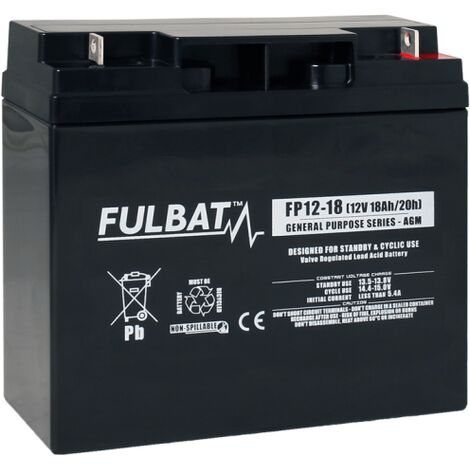 Batterie FULBAT AGM plomb étanche FP12-18 (T3) 12 volts 18 Amps