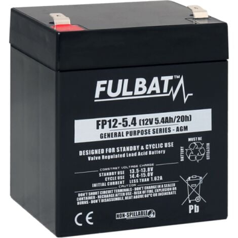 Batterie FULBAT AGM plomb Etanche FP12-5.4 (T2) 12 volts 5,4 Amps