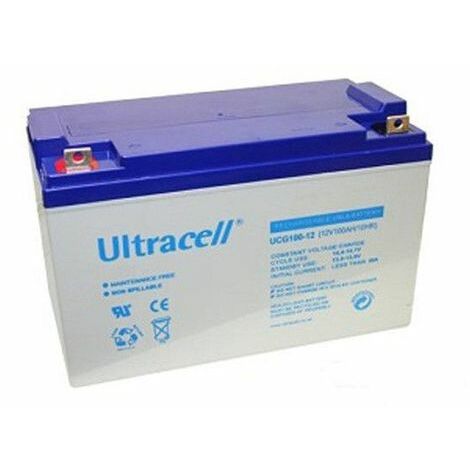 Batterie Gel 12V 100Ah – Technologie Gel pour décharges lentes – Applications camping-car, éolienne, solaire – Dimensions 328x173x232mm – M-E - UCG100-12