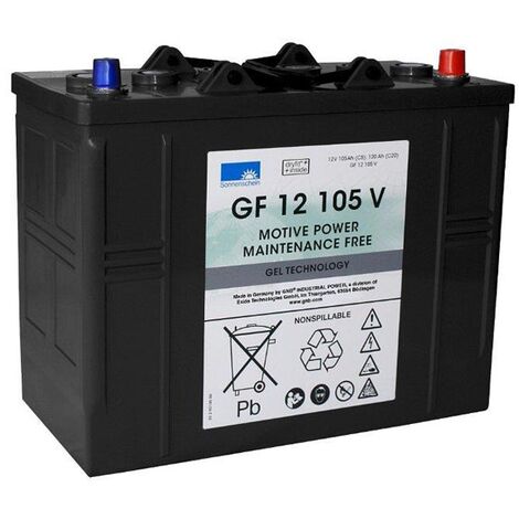 Batterie Gel 12V 120Ah – GF12105V – Décharge lente pour énergie solaire et éolienne – Entretien gratuit – Dimensions 345x174x283mm – Sonnenschein
