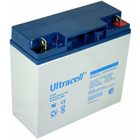 Batterie Gel Ultracell UCG20-12 12V 20Ah – Technologie sans entretien – Pour dispositifs biomédicaux et chariots de golf – Poids 5.8 kg – Hdme