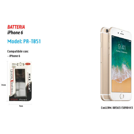 Batterie Iphone 6 Remplacement Smartphone Interne Lithium Maxtech 1810mah Pa-t051