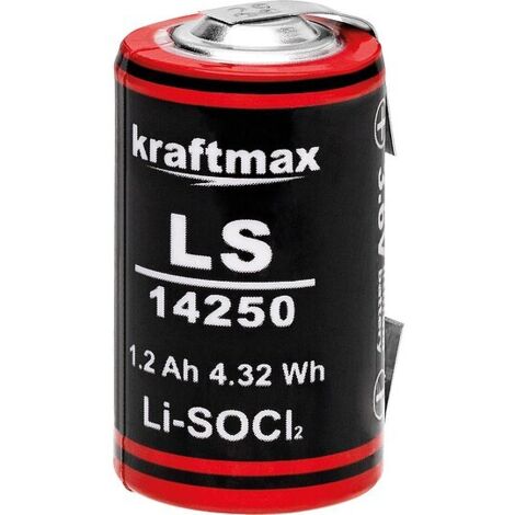 Batterie Kraftmax Lithium LS14250 1/2 AA - Zelle Lötfahne U-Form - 3,6V