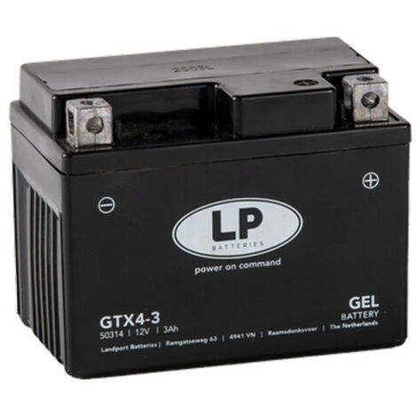 Batterie moto Landport LP GEL GTX4-3 YTX4L-BS 12v 4ah 40A