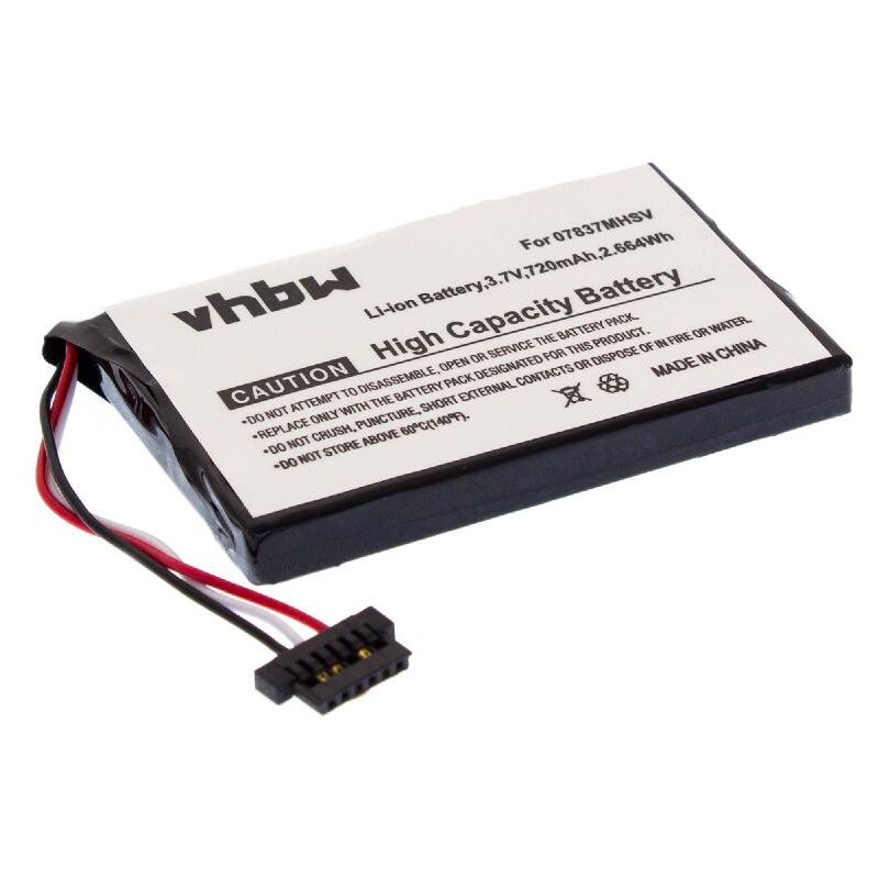 vhbw Batterie compatible avec Becker Traffic Assist 107, 7827, 7926, 7927, 7977, 7988 appareil GPS de navigation (720mAh, 3,7V, Li-ion)